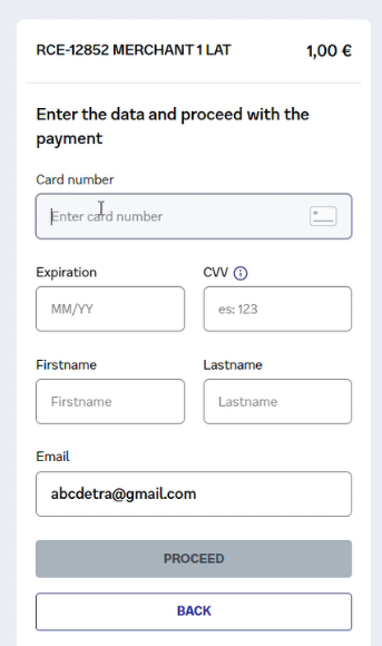 Card and personal information fields