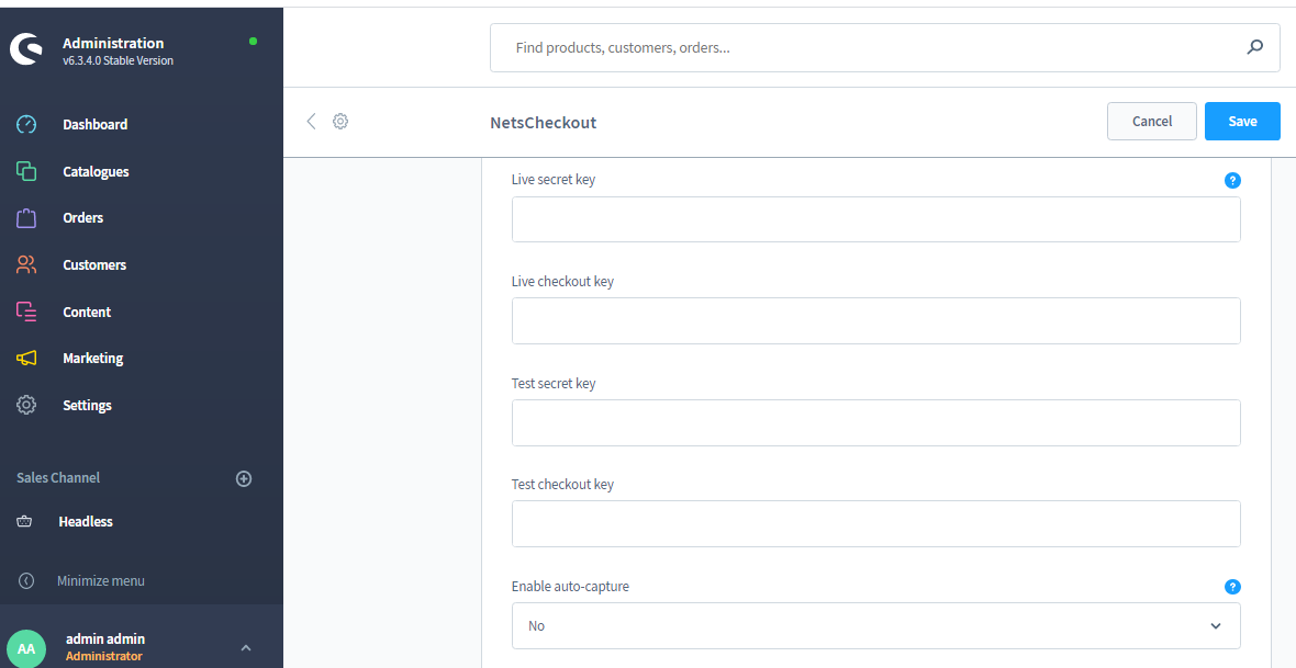 Shopware 6 admin config