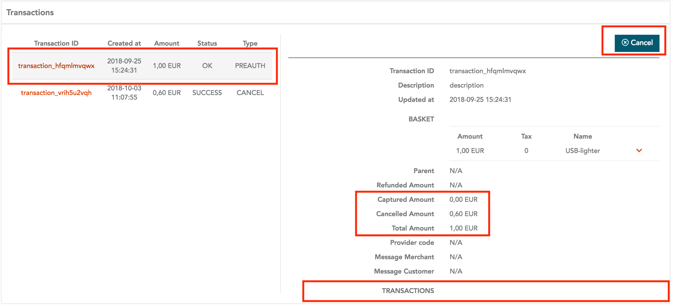 Prepayment order transactions 7