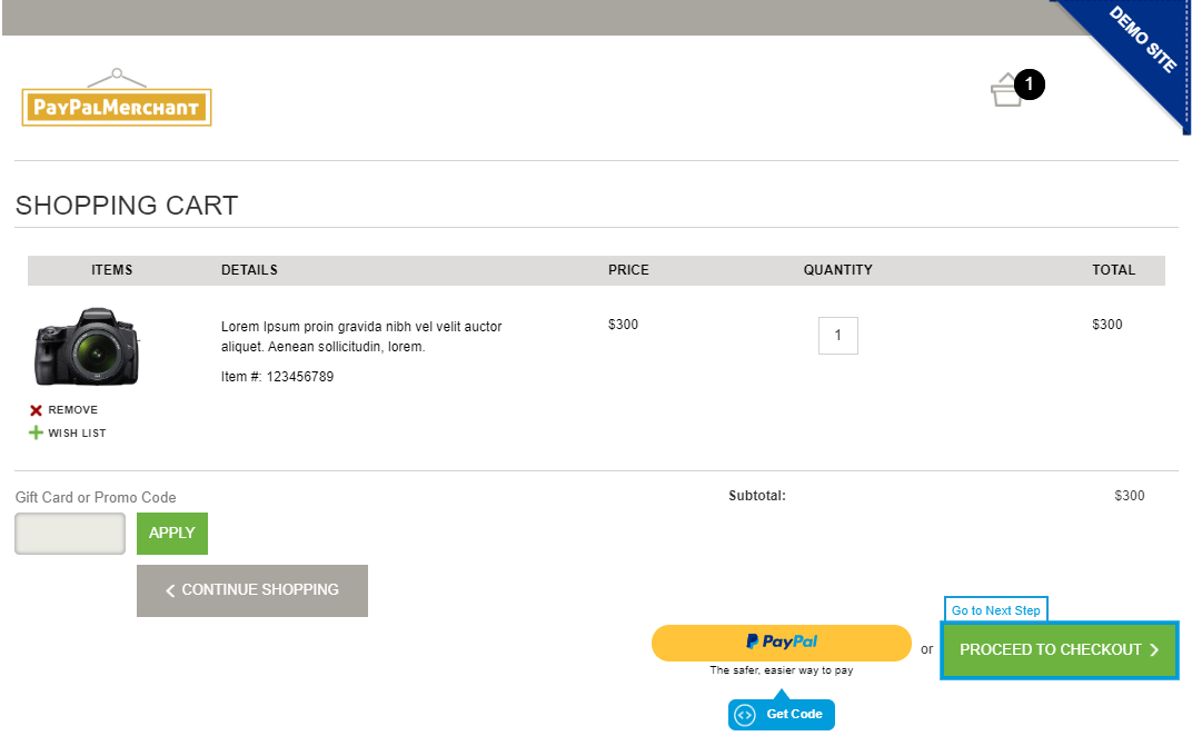 PayPal basket page CE1