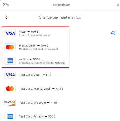 Google Pay Test Cards List