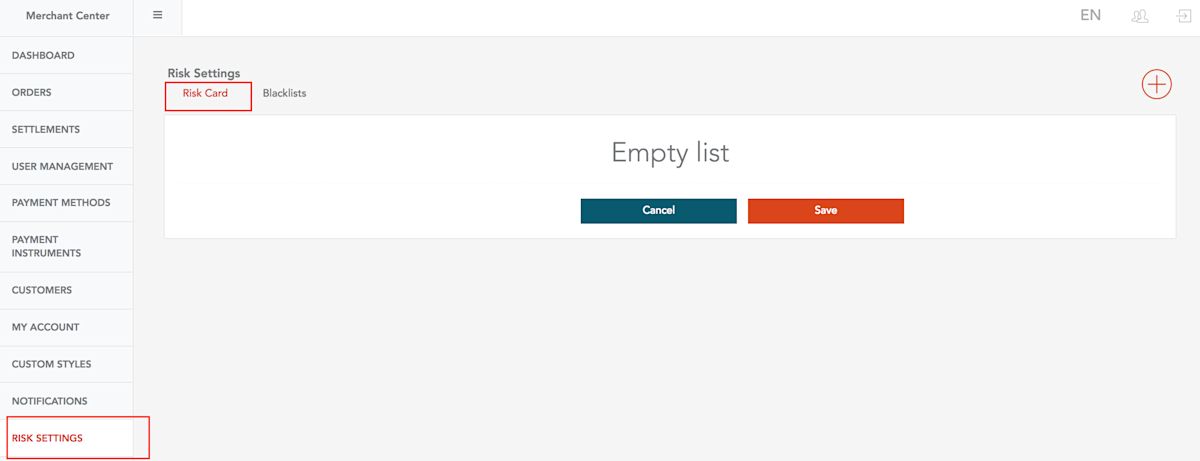Manage risk cards | PayEngine | Nexi group developer portal