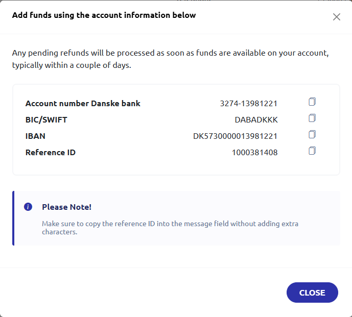 Company AccountInformation AddFunds