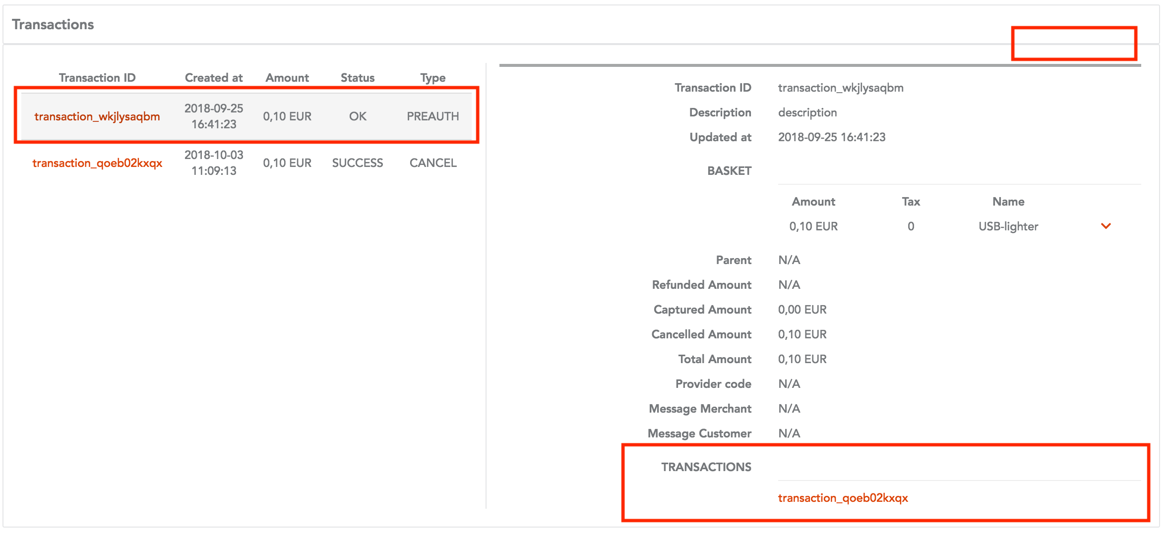 Prepayment order transactions 5