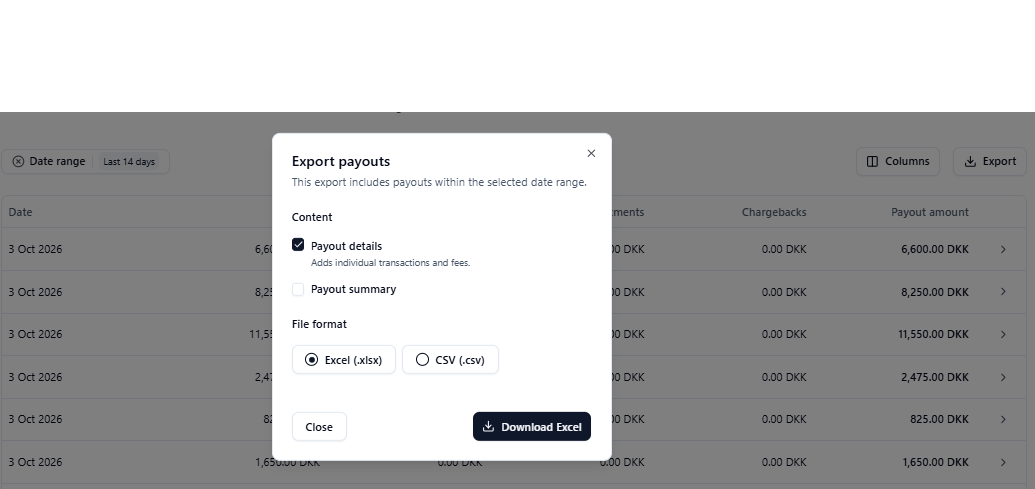 Payouts New ExportOverview