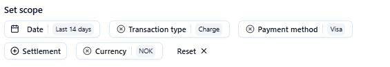 NewReportsPage SetScope Reset