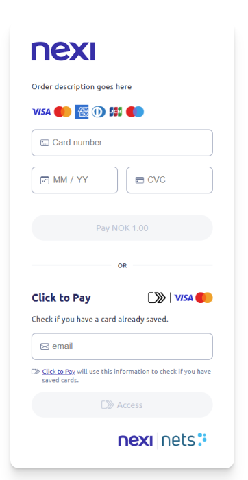 Click to Pay with order description