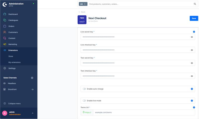 Shopware 6.7 admin config