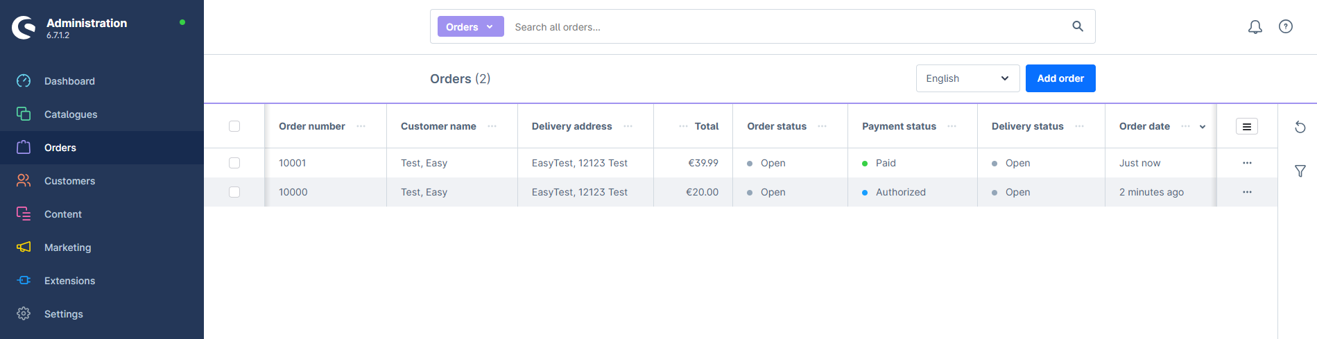 order management shopware 6.7