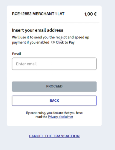 Entering the email address for a new profile