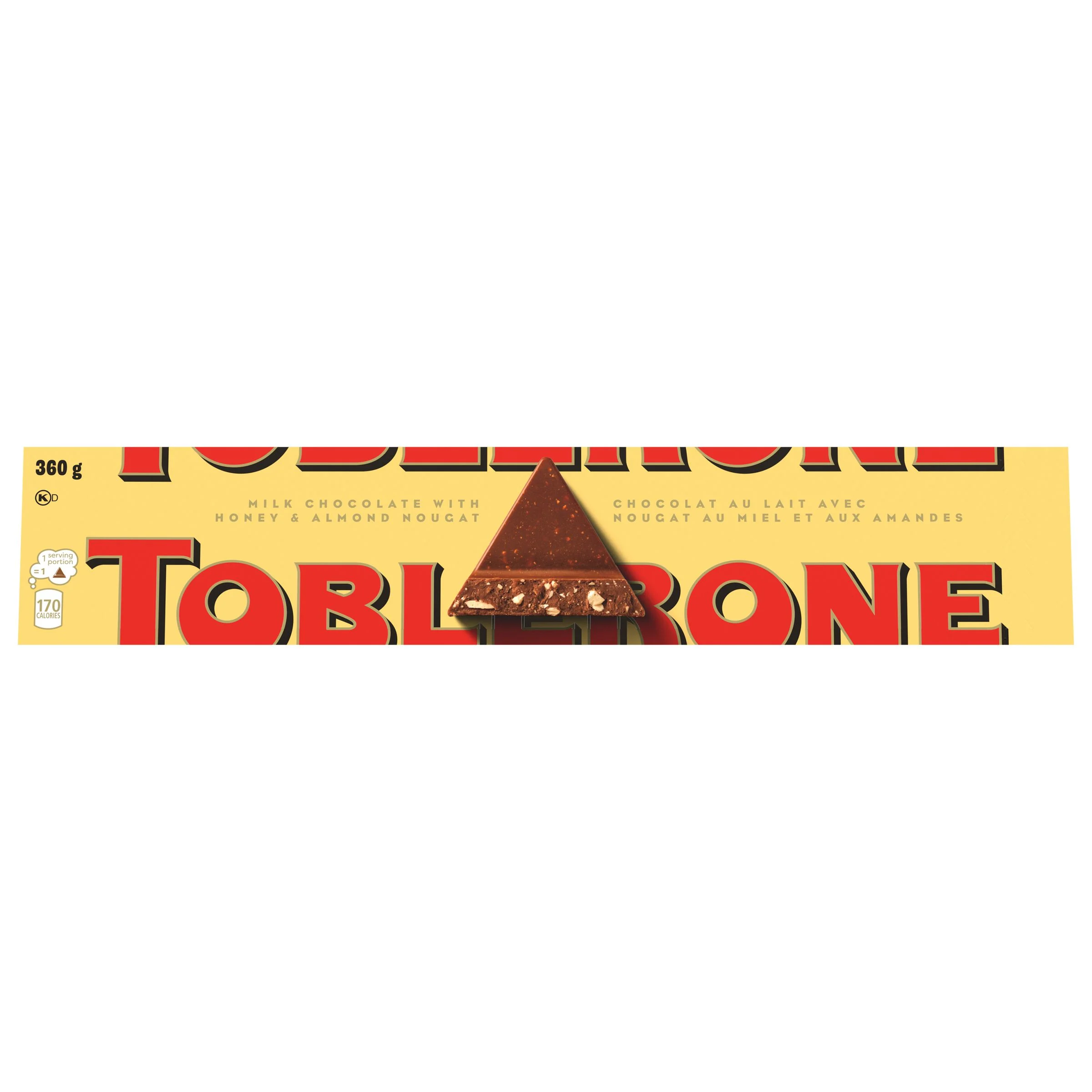 TOBLERONE MILK CHOCOLATE WITH HONEY AND ALMOND NOUGAT BAR (360 G)