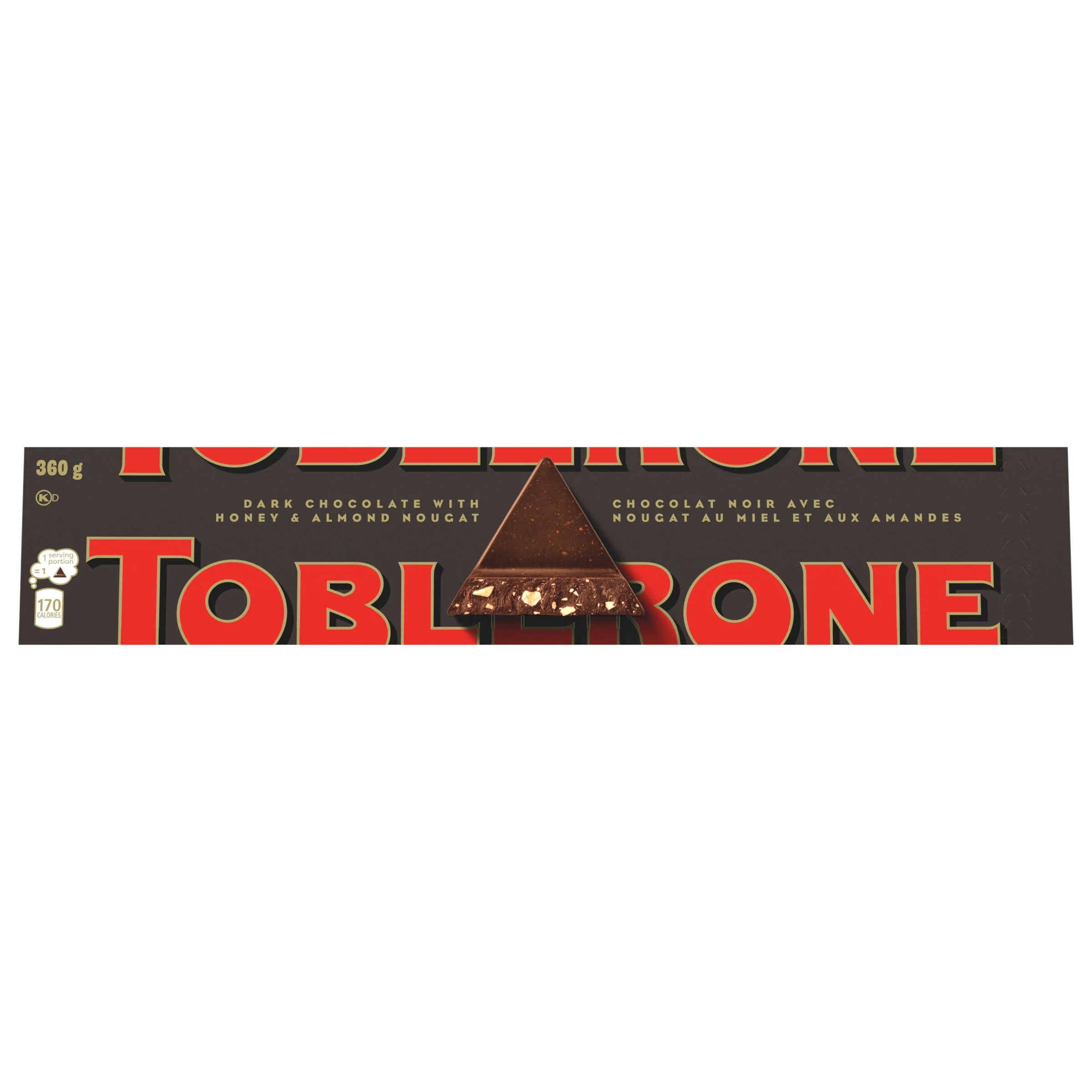 TOBLERONE DARK CHOCOLATE WITH HONEY AND ALMOND NOUGAT BAR (360 G)