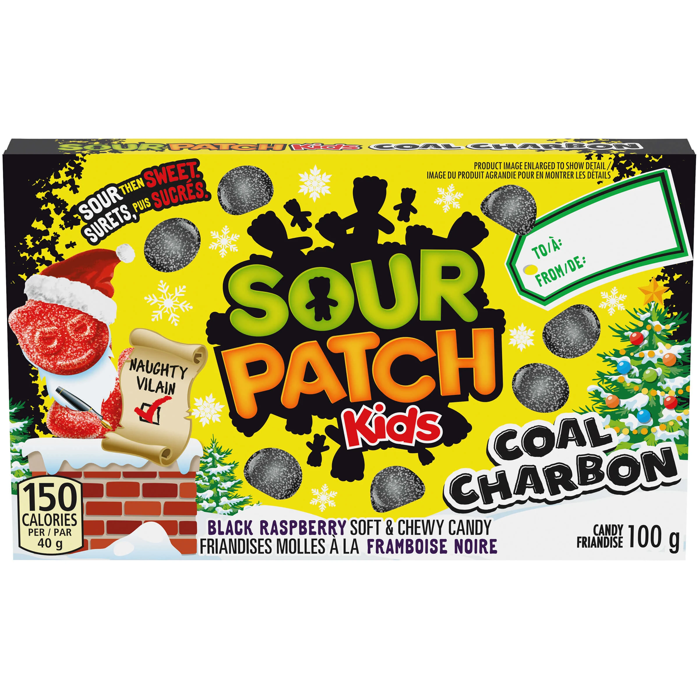 MAYNARDS SOUR PATCH KIDS COAL BLACK RASPBERRY CHRISTMAS CANDY (100 G)
