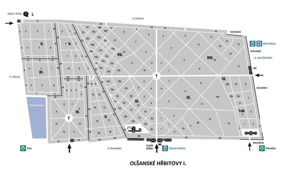 Olšanské hřbitovy v Praze: Informace, zajímavosti, plán a mapa hrobů