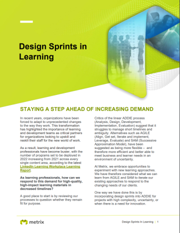 Design Sprints in Learning