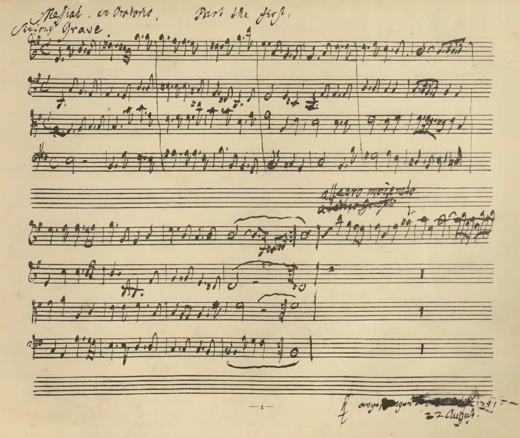 Handel’s handwritten score – 1741