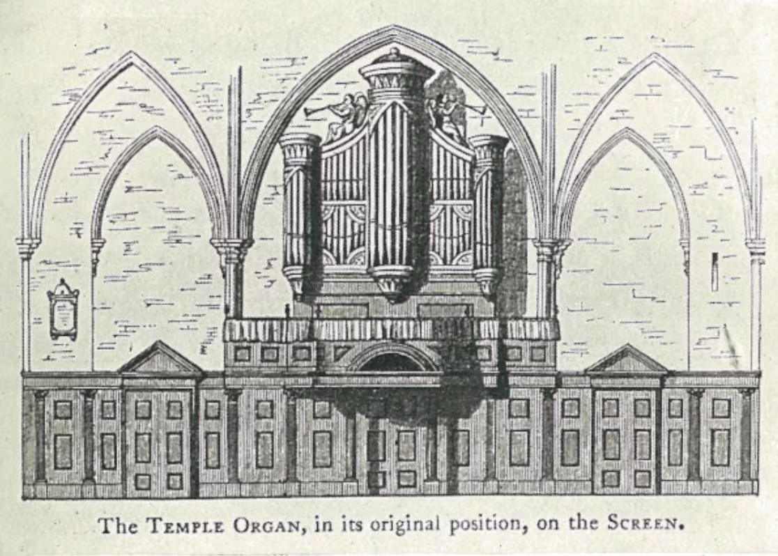 Drawing of the Temple Organ and screen