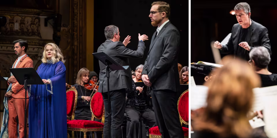 Bruno de Sá (Aci), Elizabeth DeShong (Galatea), Nicolas Brooymans (Polifemo), Philippe Jaroussky conducting Orchestra La Scillinta | Zürich Barock 2026 at Zurich Opera House | photos by Toni Suter