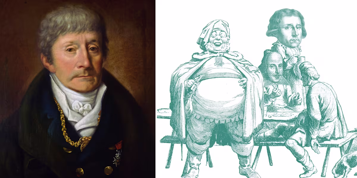 Portrait of Salieri, 1815, by Joseph Willibrord Mähler (Gesellschaft der Musikfreunde) (image in the public domain) | Artwork for Baroquestock’s production of Salieri’s Falstaff (design by Bianca Baldacci) Portrait of Salieri, 1815, by Joseph Willibrord Mähler (Gesellschaft der Musikfreunde) (image in the public domain) | Artwork for Baroquestock’s production of Salieri’s Falstaff (design by Bianca Baldacci)