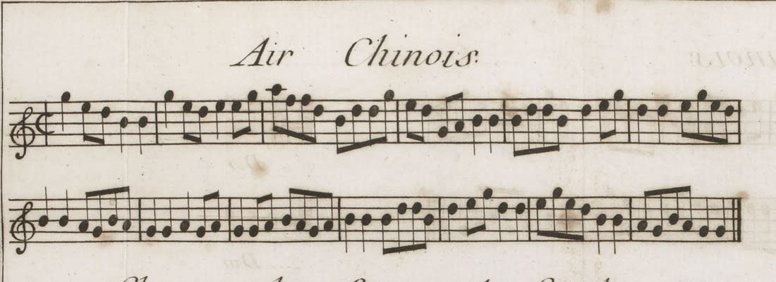 'Air Chinois' from Jean-Jacques Rousseau, Dictionnaire de musique (1768).