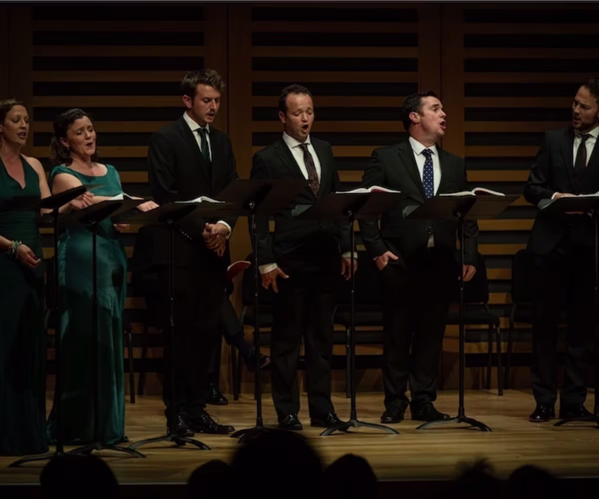 A Life In A Cappella (‘We’re Not Dead Yet’) a capella group i fagiolini singing on a concert hall stage