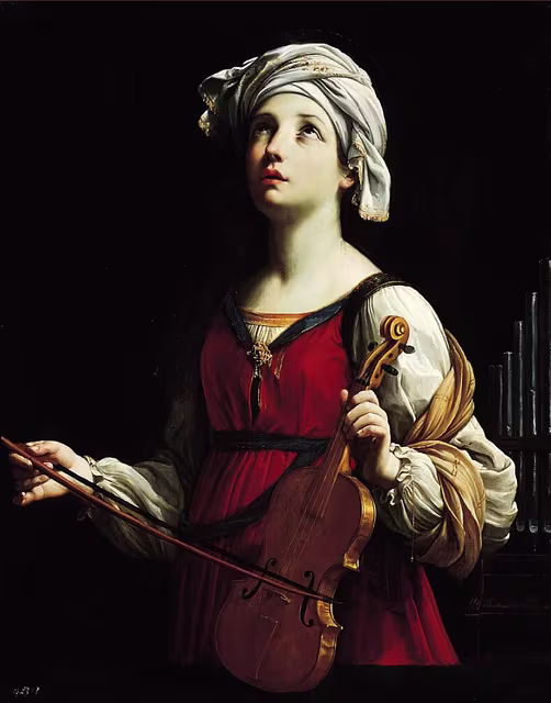 Guido Reni’s 1606 painting of Santa Cecilia (Norton Simon Museum of Art, Pasedena; image in the public domain) Guido Reni’s 1606 painting of Santa Cecilia (Norton Simon Museum of Art, Pasedena; image in the public domain)