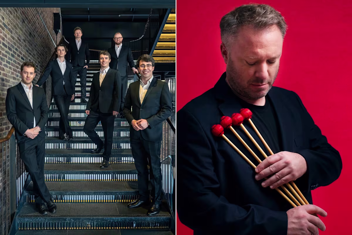 The Gesualdo Six and the Colin Currie Group come together for a late-night Prom on 2 September