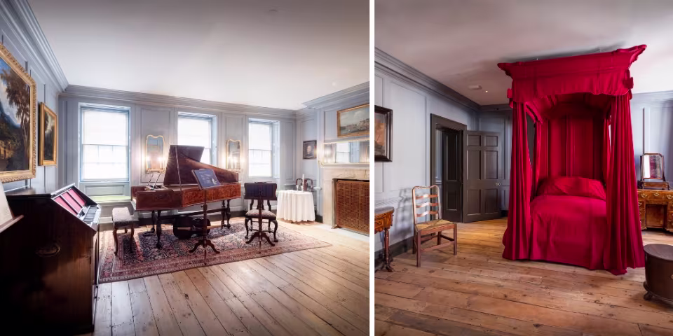 Handel’s dining room and bedroom (images by Christopher Ison, courtesy of Handel Hendrix House)