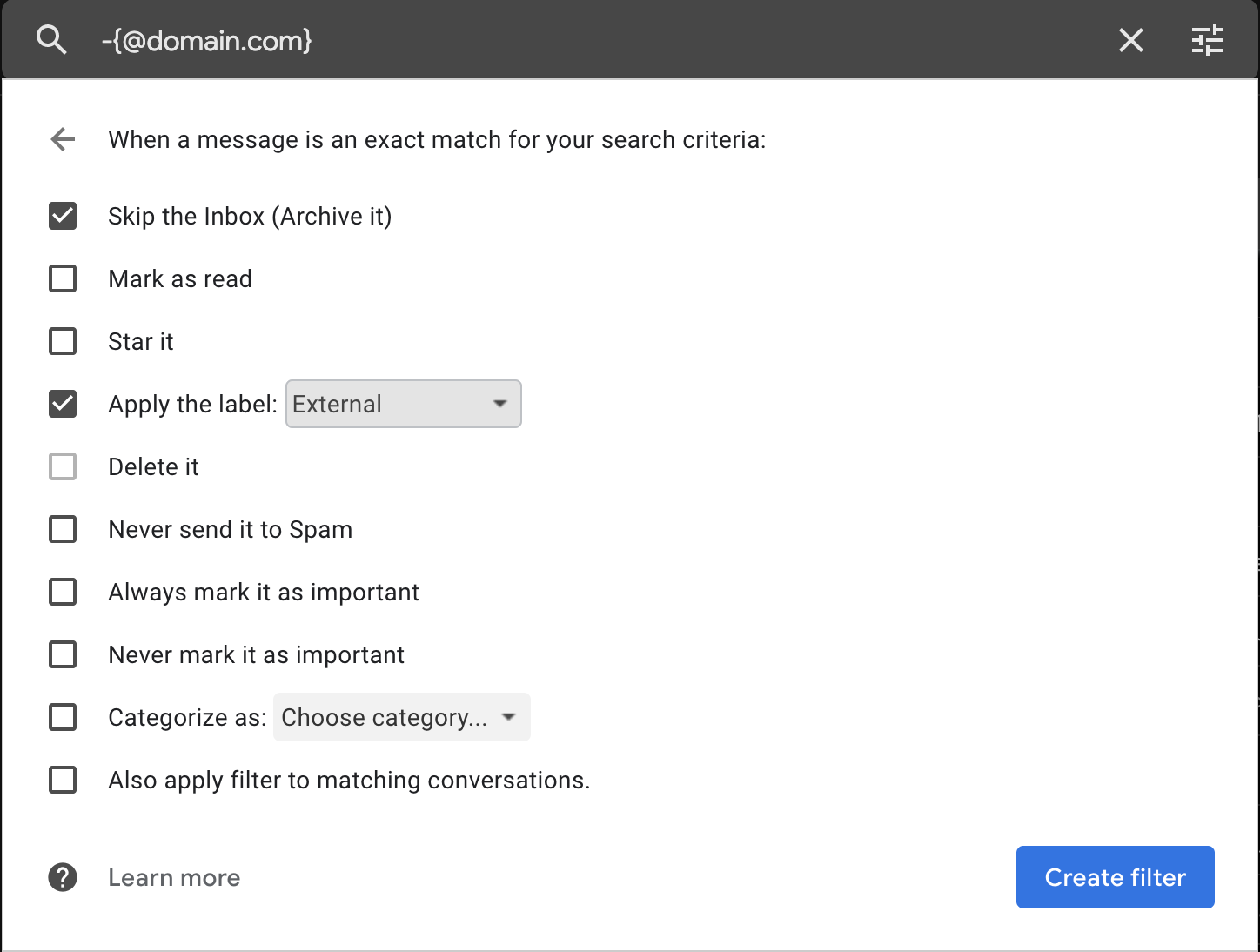 creating gmail filters step 4