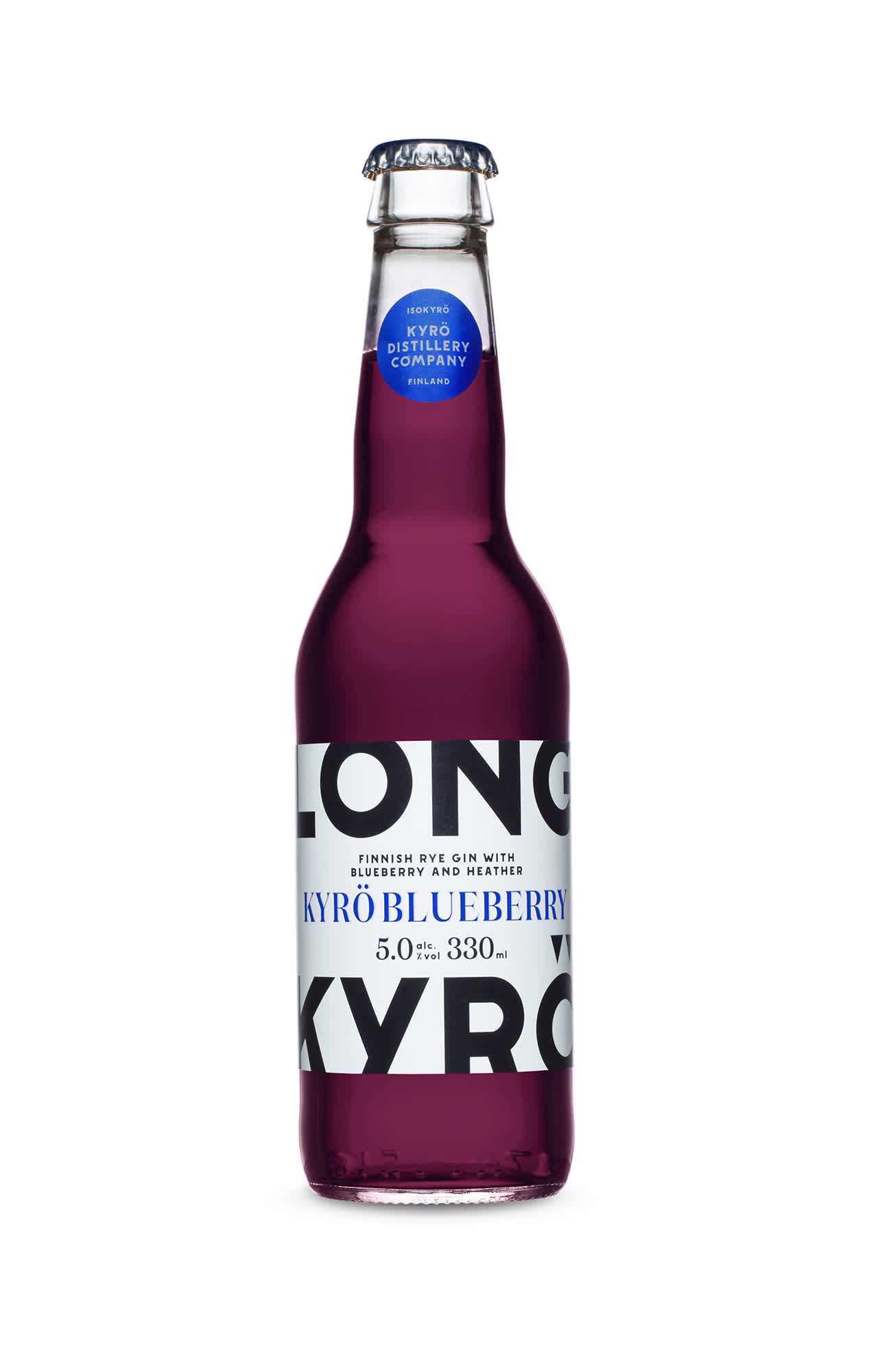 Kyrö Blueberry Longdrink in a bottle.