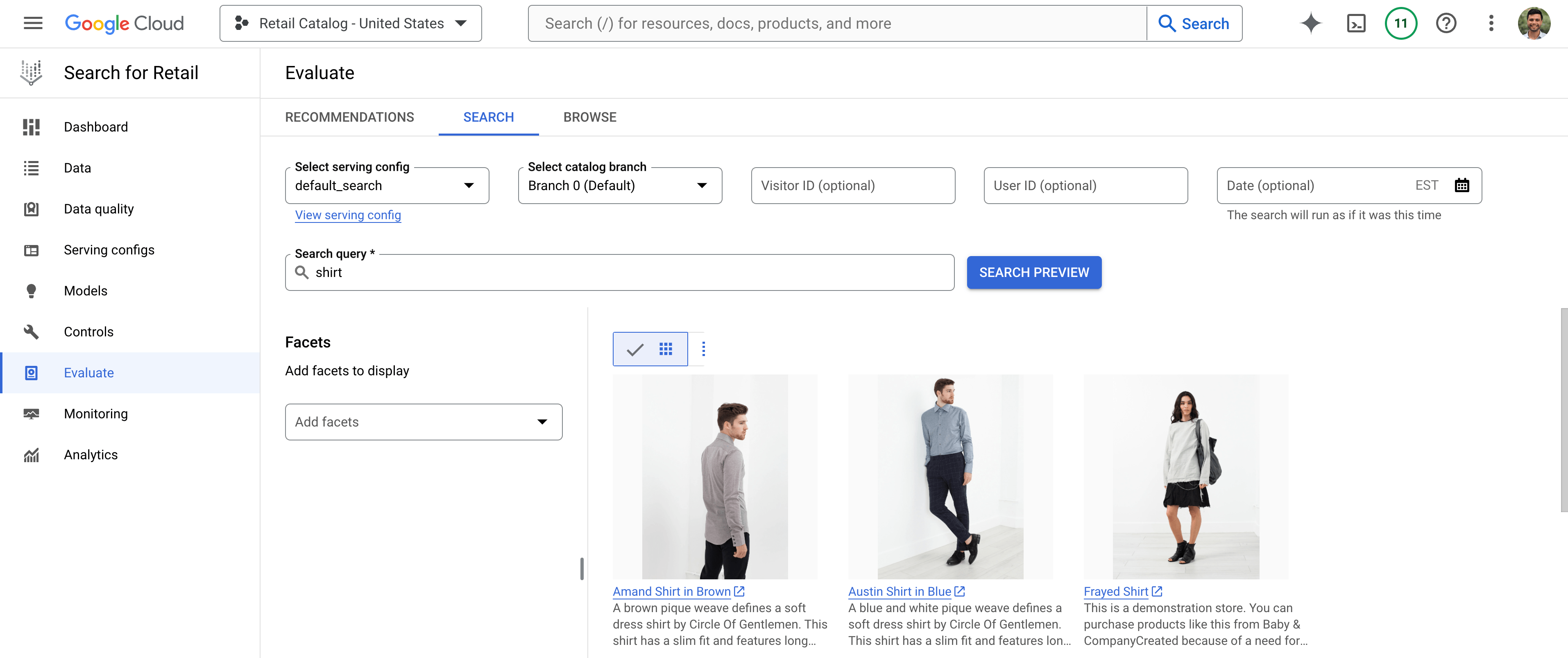 See test results from Vertex AI Search for Retail by importing your Shopify product catalog from Google Merchant Center.