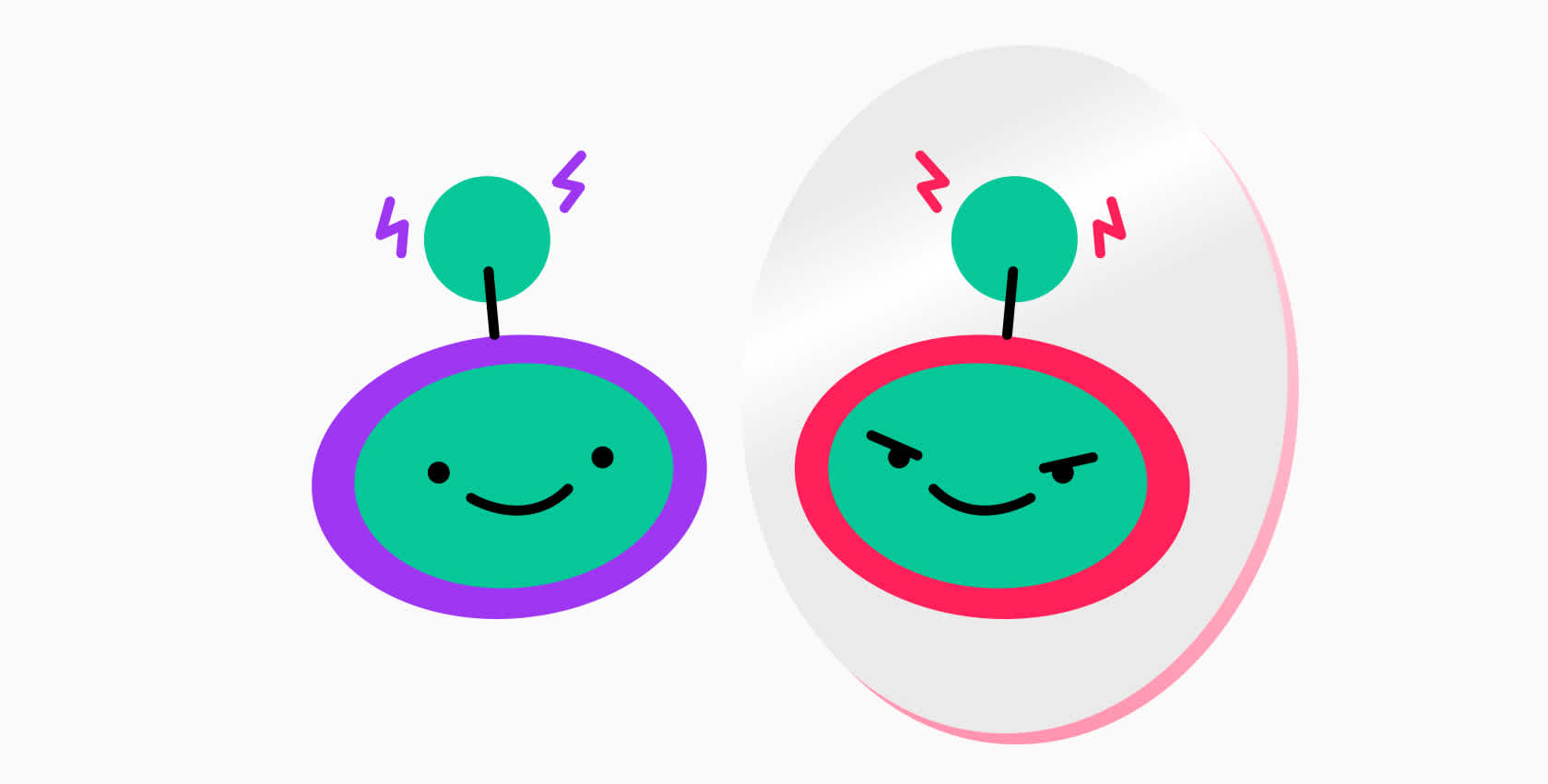 two AI-like characters representing a concept for ethical considerations in customer experience