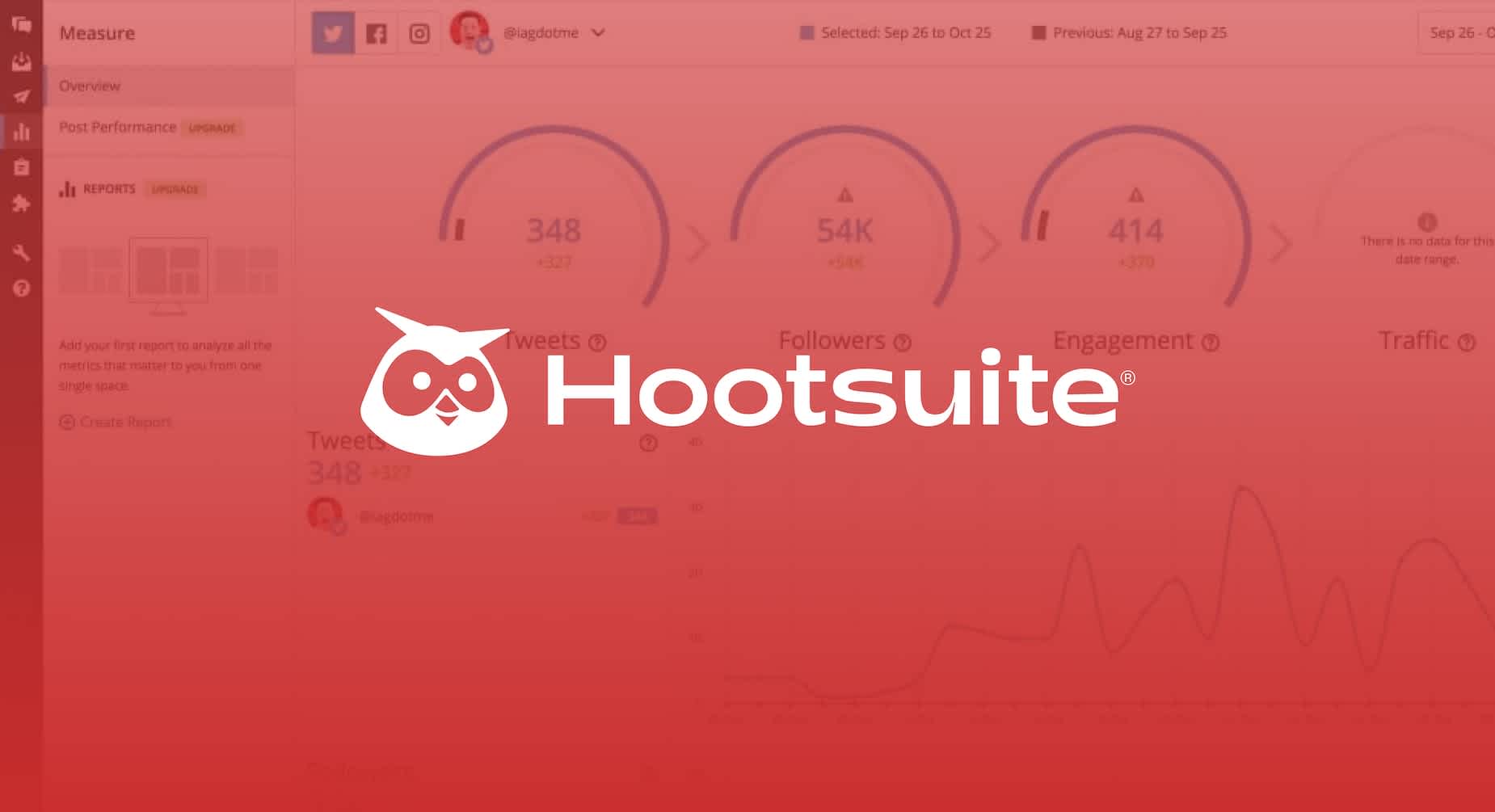 Hootsuite logo over a red background