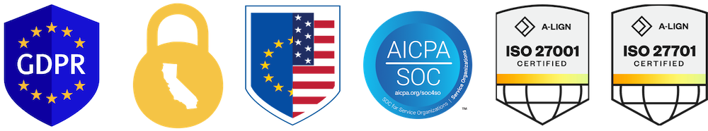 CCPA, Privacy Shield, SOC 2, ISO 27001, ISO 27701