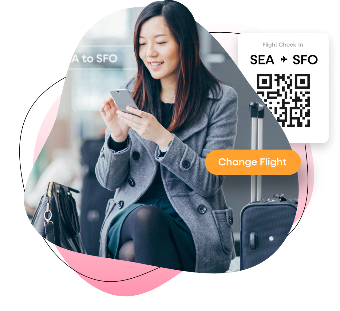 Woman checking flight