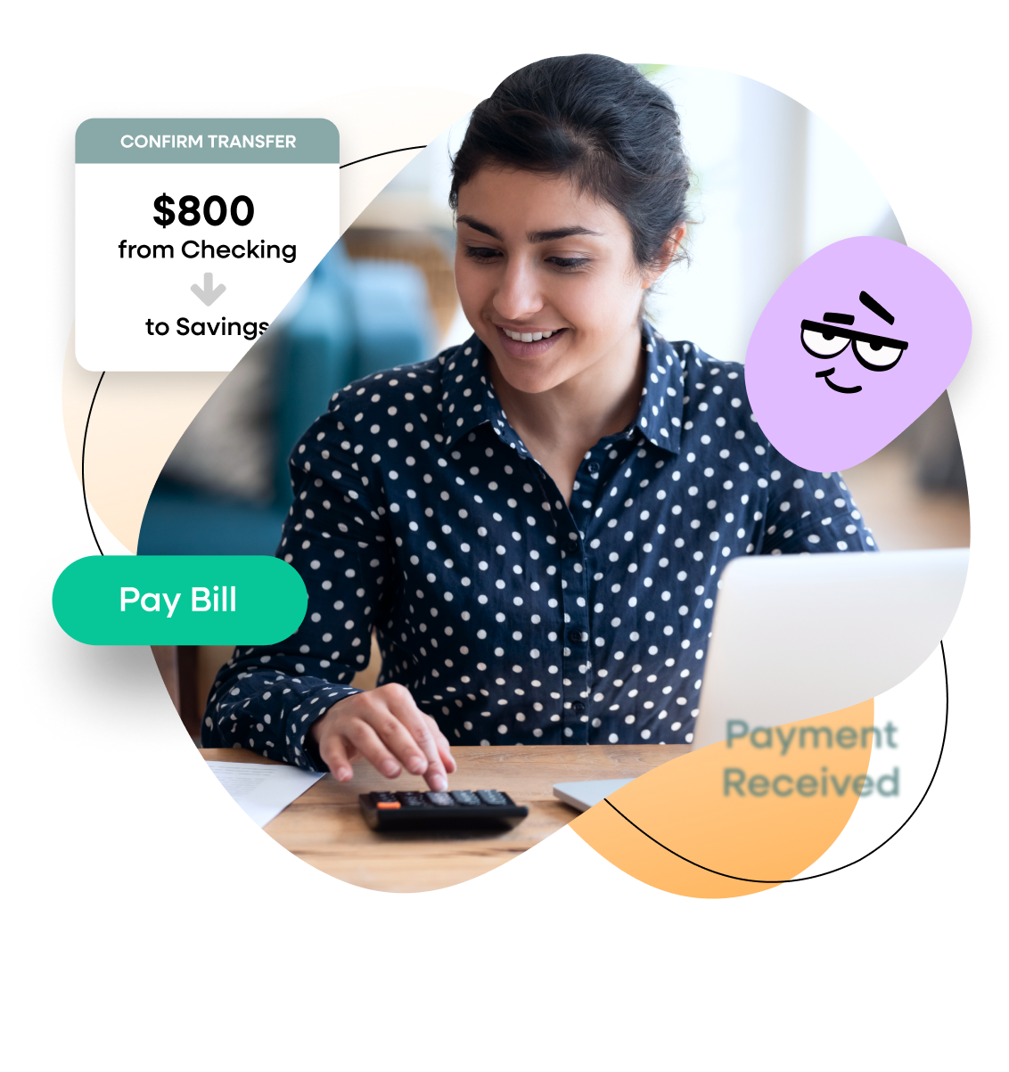 Woman paying bills
