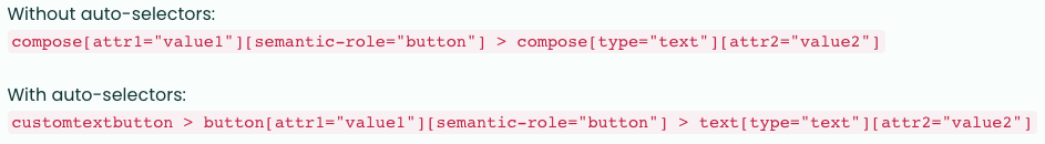 without auto selectors vs. with auto selectors