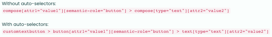 without auto selectors vs. with auto selectors