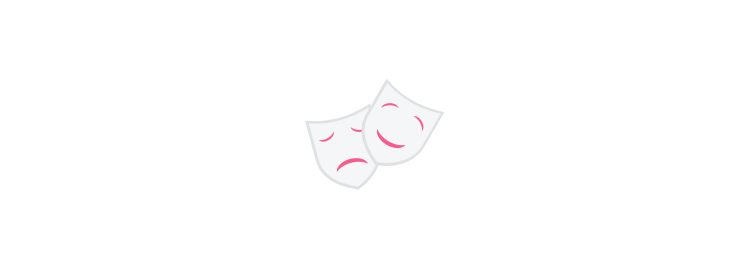 One happy mask stacked on a sad mask
