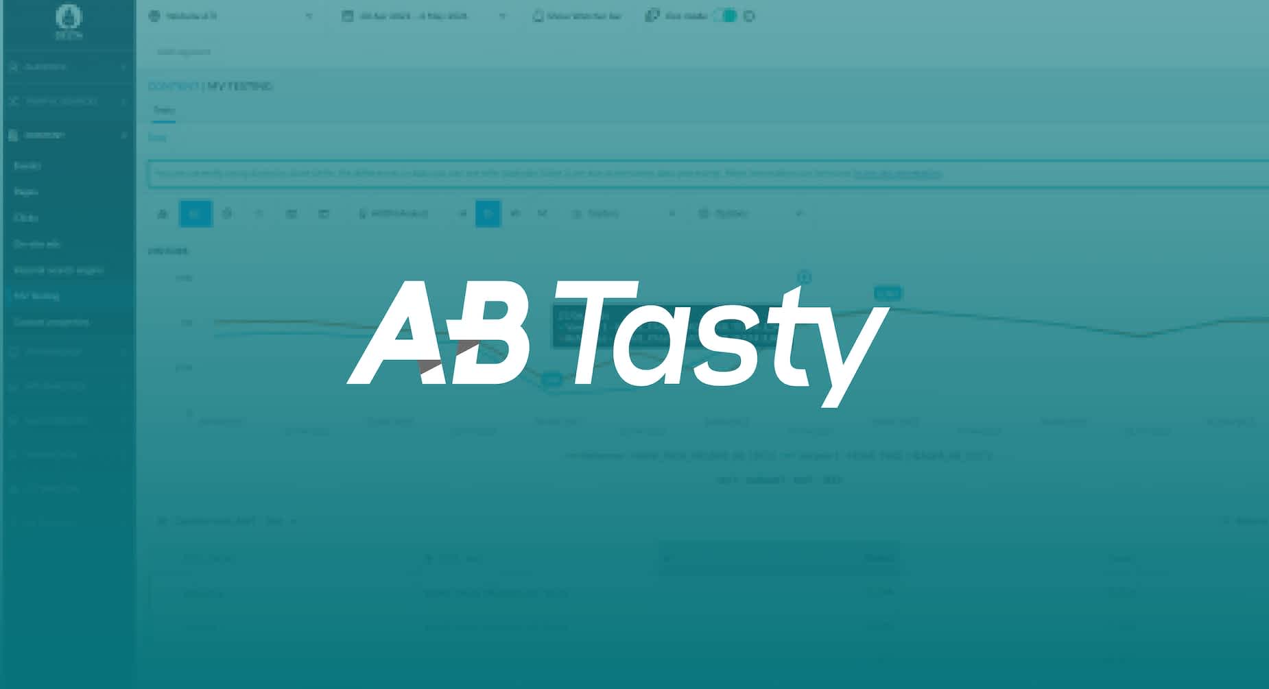 AB Tasty logo over teal background
