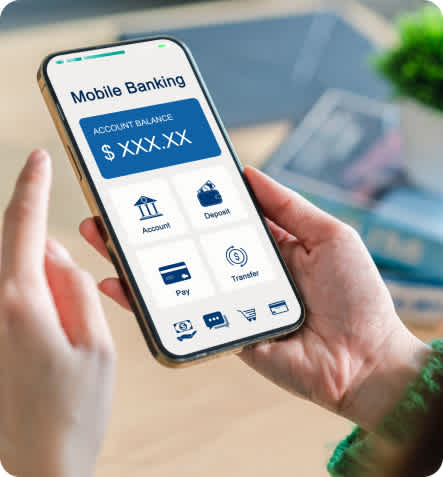 FinServ - phone showing mobile banking