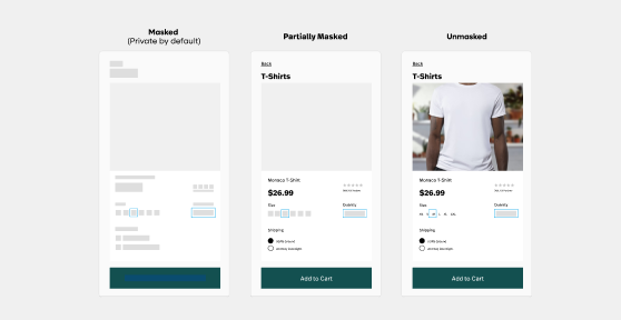 Examples of different masking settings in the FullStory app.