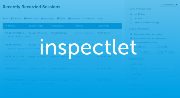 Inspectlet logo over blue