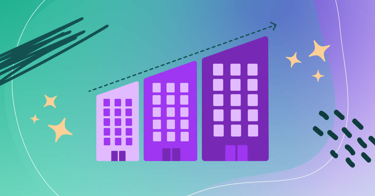 Illustration of growing buildings 0 - a concept of business growth with behavioral analytics tools, highlighting data-driven insights for user optimization.