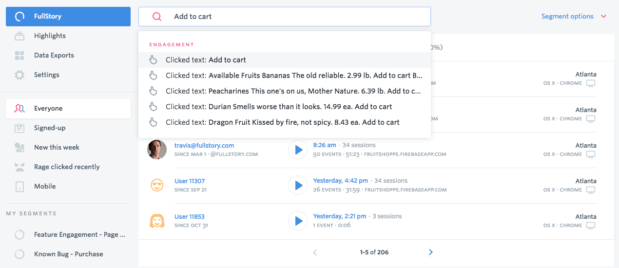 Replay What Matters Most—Search and Segment FullStory Sessions | FullStory