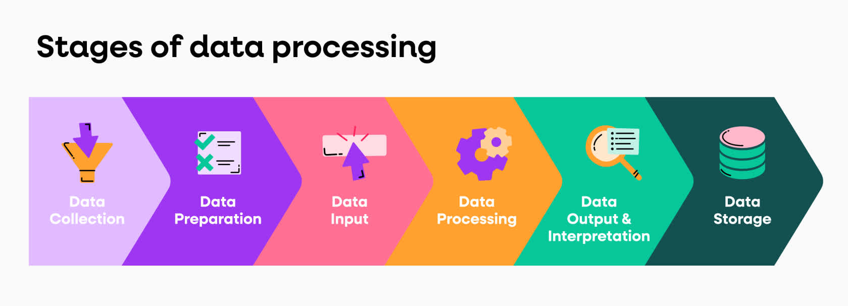 Flow chart displaying the stages of data processing