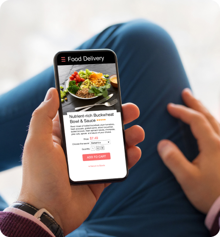 Food & Bev - phone displaying food delivery