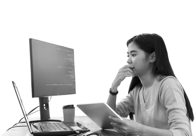 woman working on computer