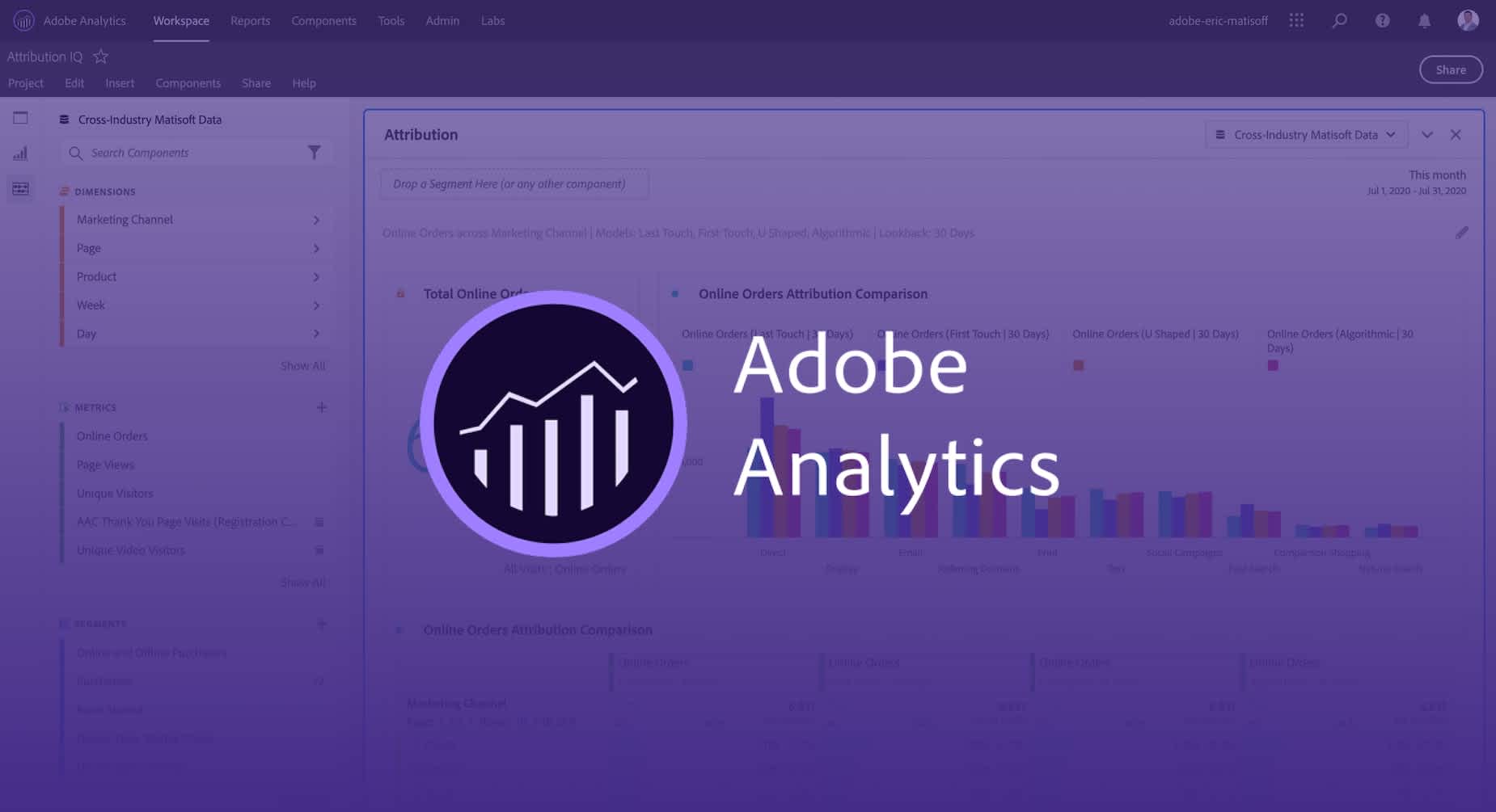 Adobe Analytics logo over a purple background