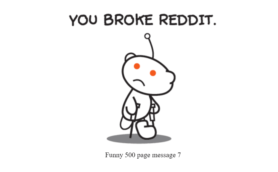 An old broken page error on Reddit.